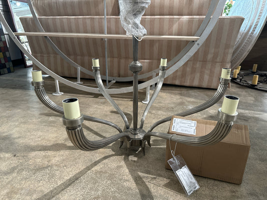 Visual Comfort 6-Light Ruhlmann Chandelier-Polish Nickel w/Paper Shades$2900 New