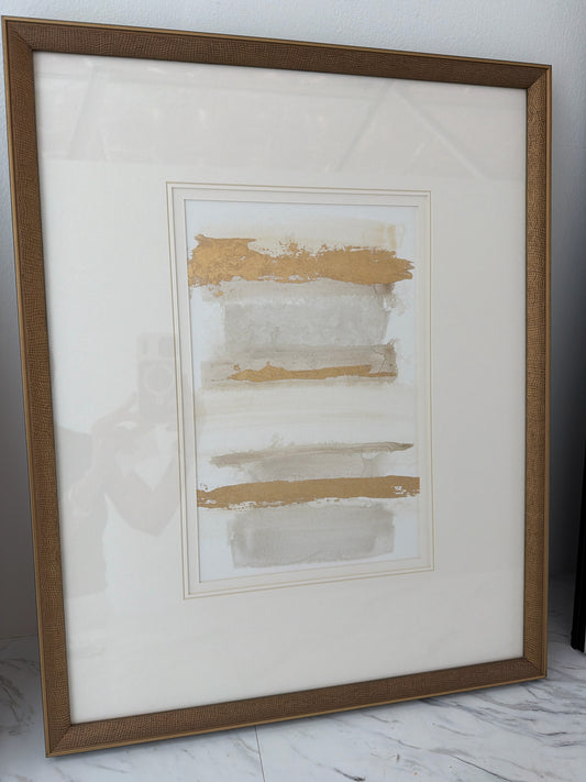 "La Torre II"- Gold/Silver Abstract in Gold Frame 25 x 20