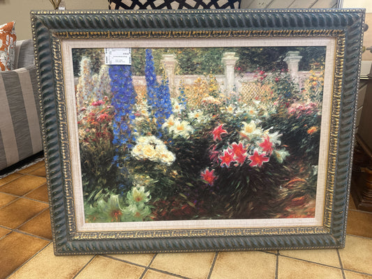 Green/Gold Frame 41 x 32 Picture of Flowers