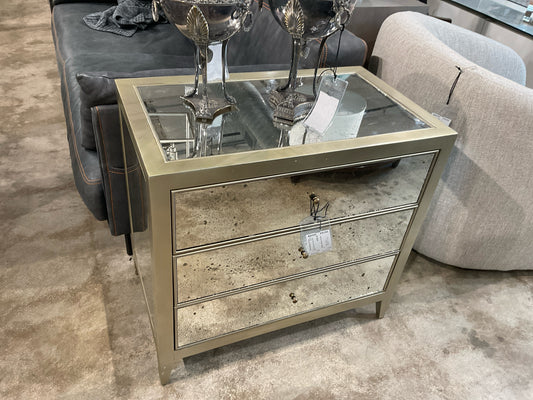 Made Goods Mirrored 3 Drawer Night Stand