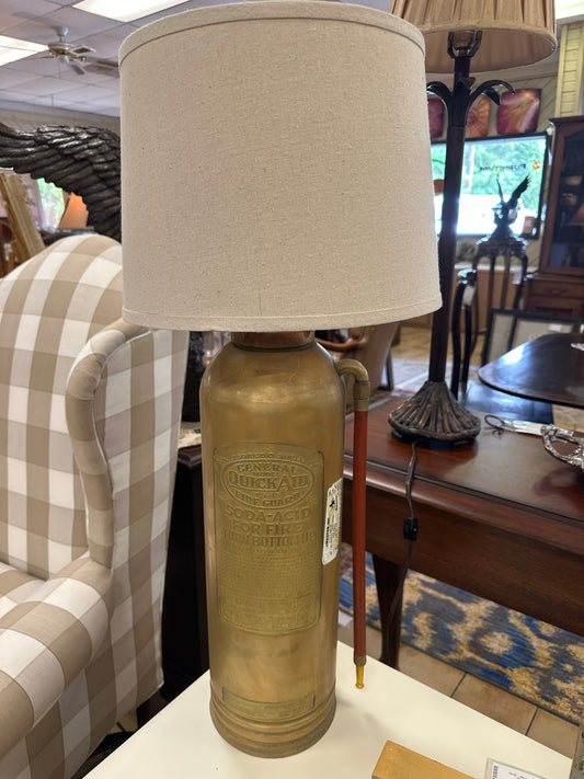 Antique Fire Hydrant Lamp w/ Cream Shade