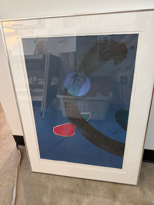 Lithograph by Piyapong Sutabutra in Silver Frame -Blue Contemp.-23 x 31