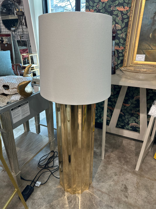 CB2 Baz Oversized Unlaquared Brass Floor Lamp