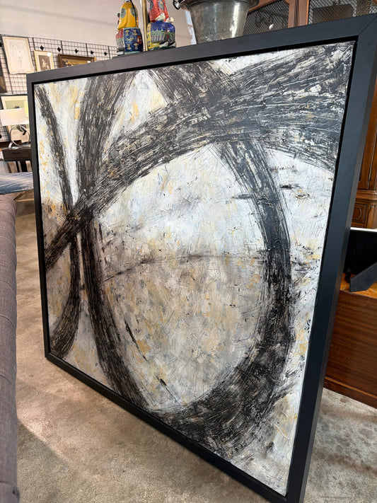 "That Is Me" Contemp. Art Black/Grey/White 58"sq Black Frame