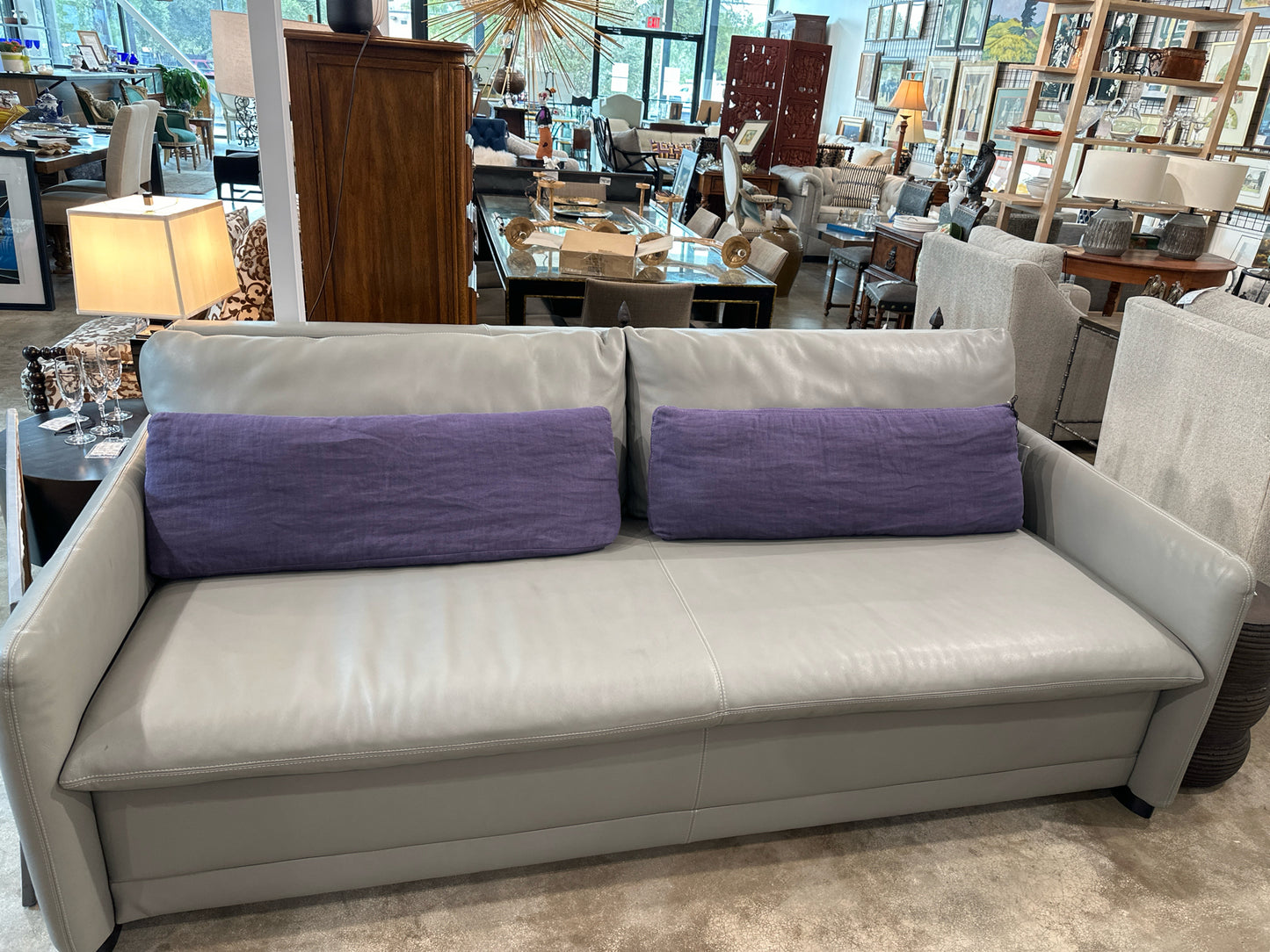 American Leather KING Sleeper Sofa Grey w/ Gel Mattress