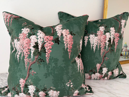 Custom/New  English Woodchip & Magnolia Pink Wisteria Pillow-PB Down Insert