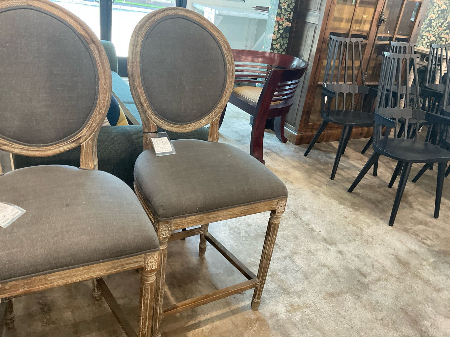 Paige Round Back Upholstered Counter Stool, Grey 26"H Seat