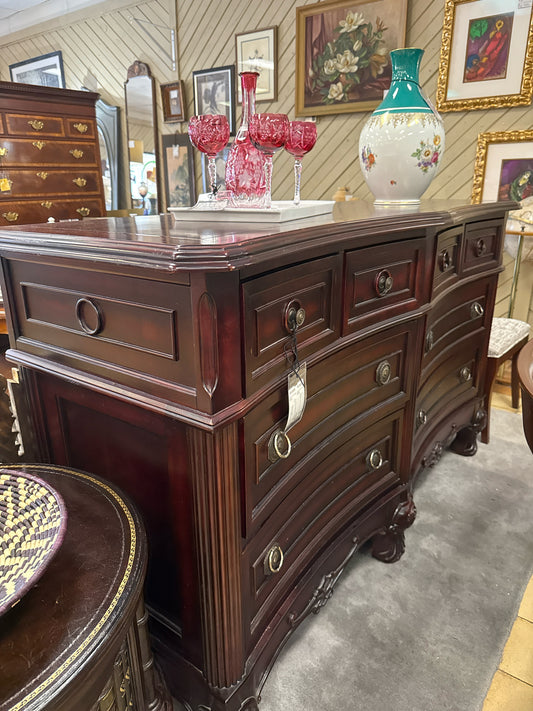 Dark Wood Buffet Velvet Lined 8- Drawer