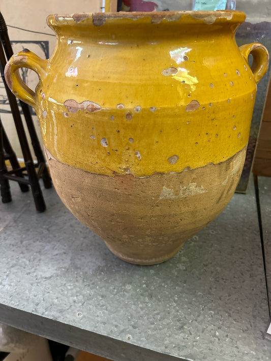 French Antique Yellow Clay Olive Pot