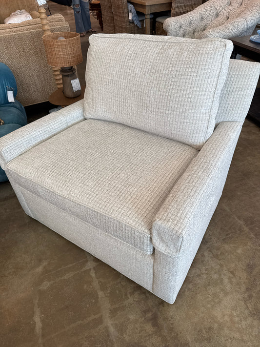 Wesley Hall Swivel Chair & a Half, Othello Fabric, Pewter Colorway (New)