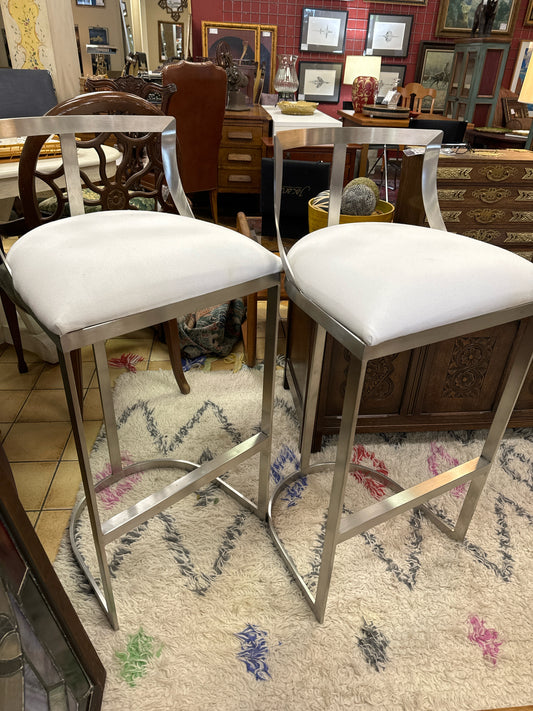 NEW-SET of 4 "Versoix" Steel/White Counter Stools