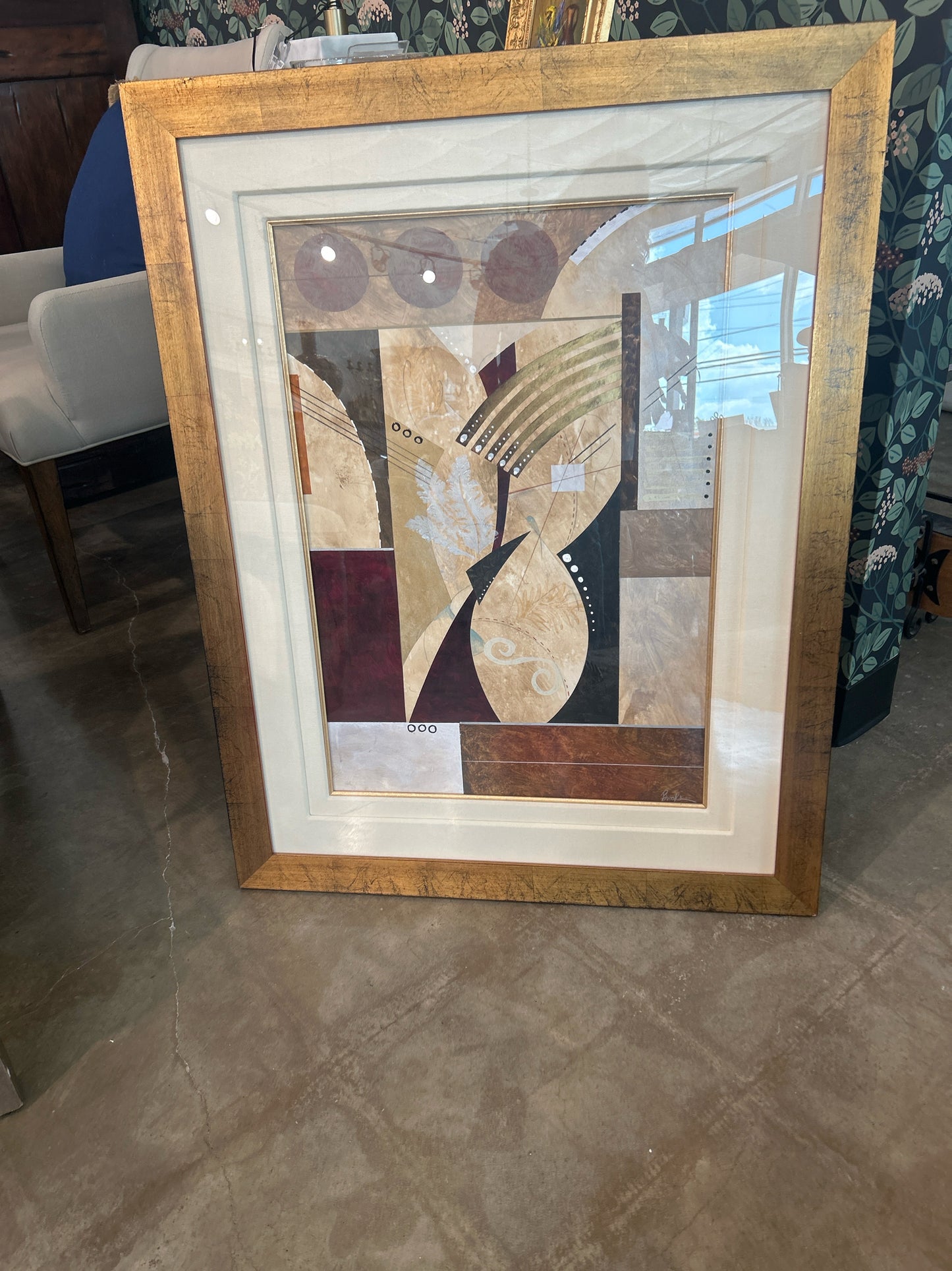 Signed Contemporary Art in Gold Frame 28.5 x 36.5