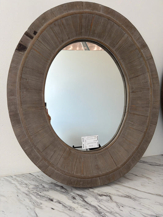 Grey Wood Oval Mirror 28 x 32