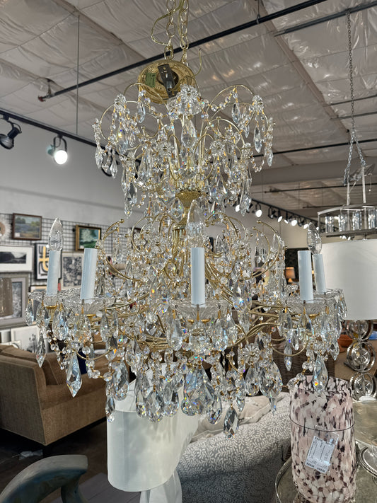 Luminaire Gold and Prism 9-Light Chandelier