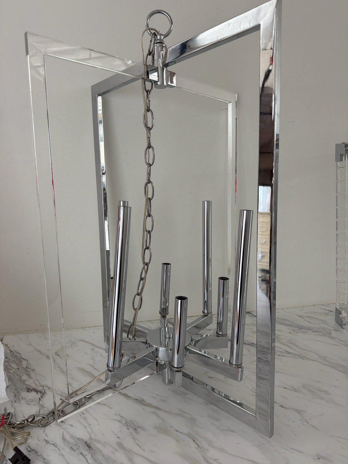 Acrylic/Chrome 8 Light Chandelier 19 x 22.5