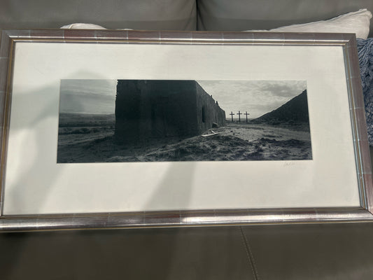 Signed Black/White Photo of Crosses in Silver Frame 34 x 18