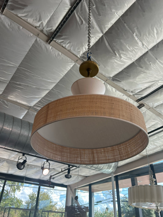 Pendant White w/ Wicker Band Ceiling Fixture