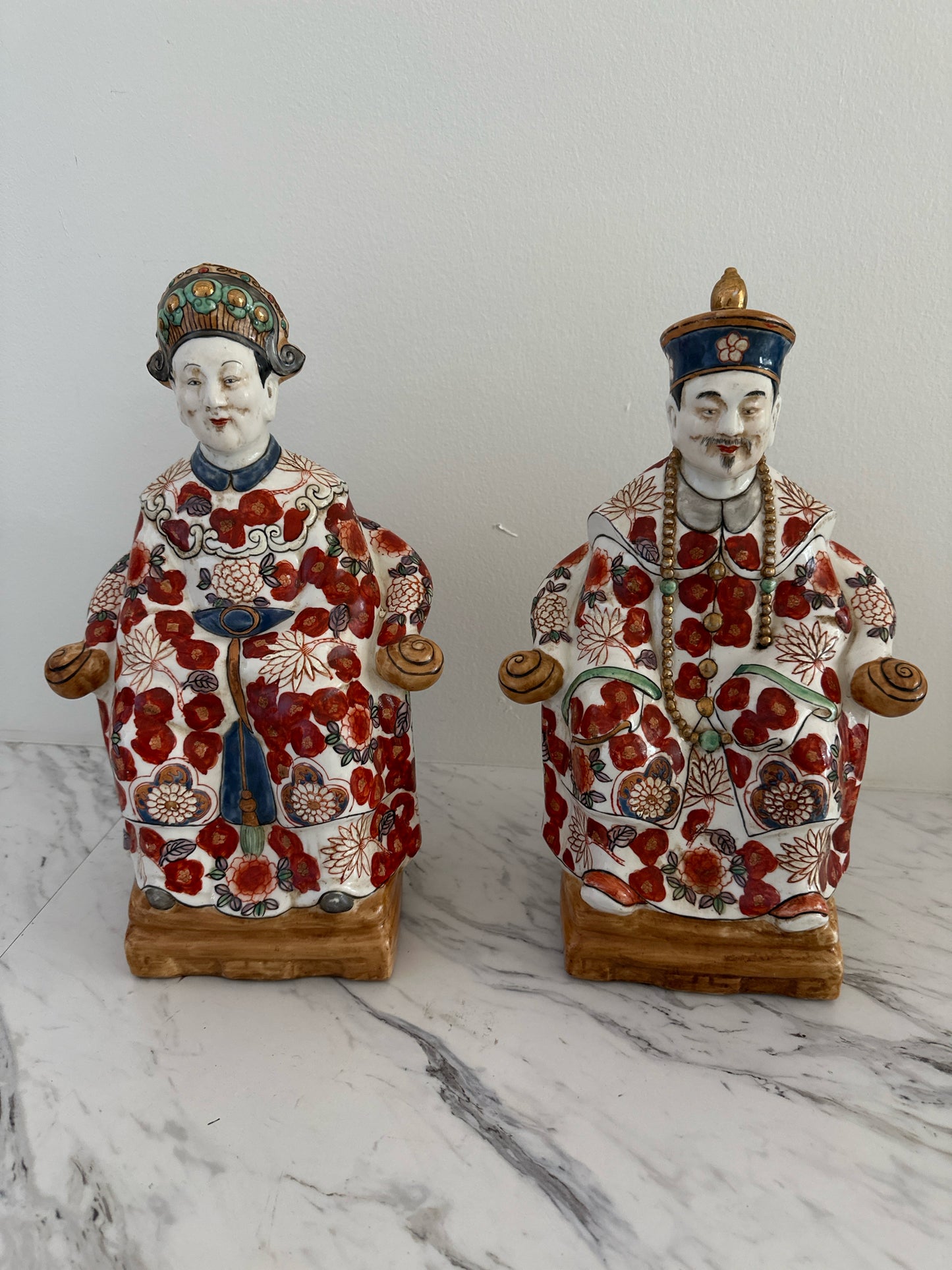 PAIR Asian Porcelain Emperors Figures