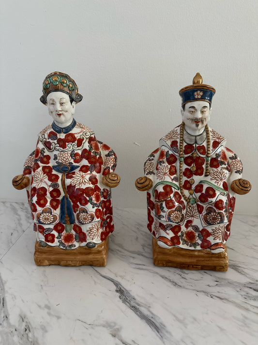 PAIR Asian Porcelain Emperors Figures