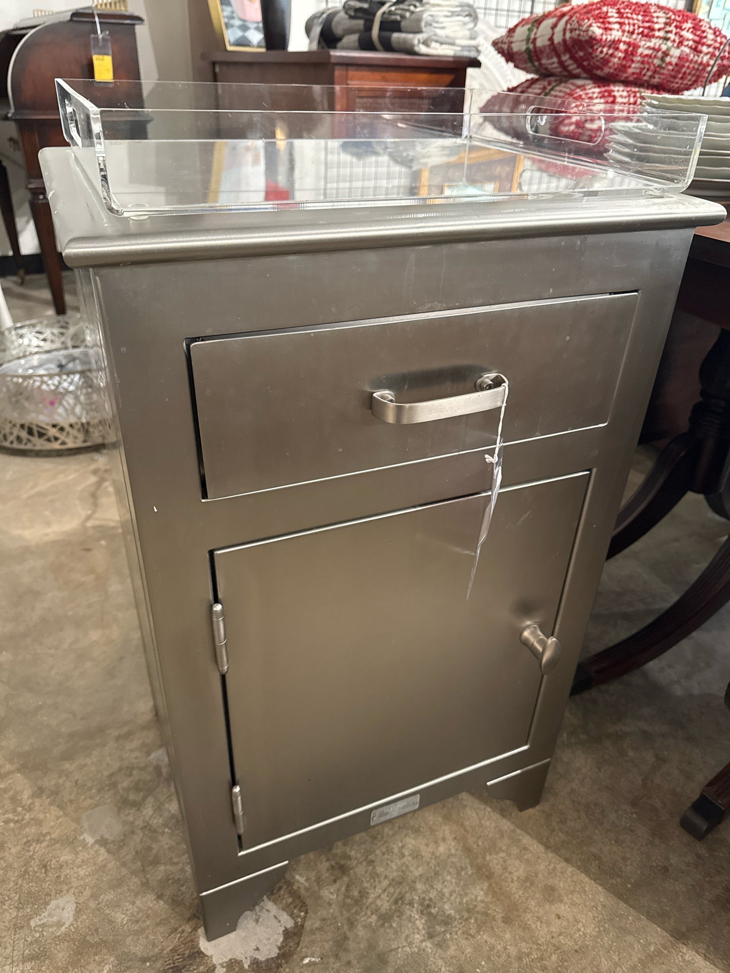 Metal Medicine Cabinet w/Drawer & Lucite Tray Top
