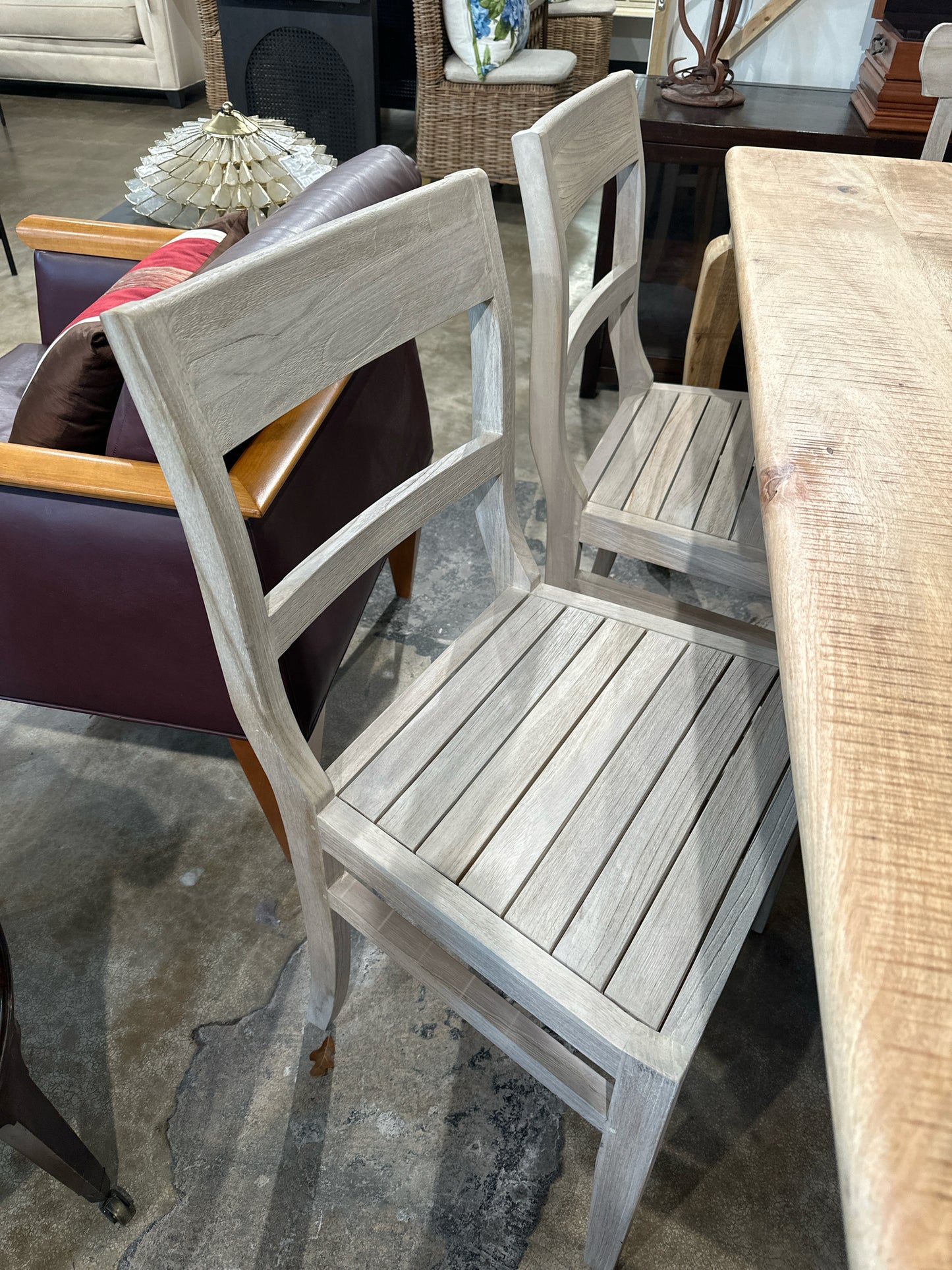 Pair Terrain by Anthropologie 'Noni' Teak Wood Side Chairs