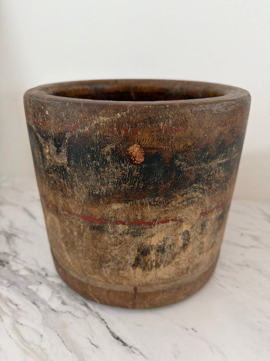 Antique Carved Spice Grinder from a Solid Tree Trunk 9" x 10"