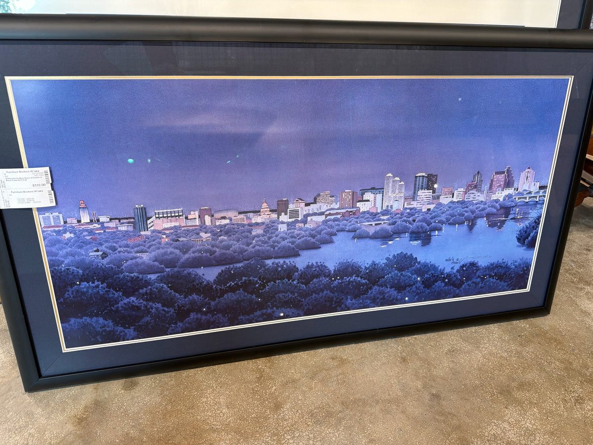 Watercolor by Mary Doerr of Austin in Black Frame 43.5 X 24