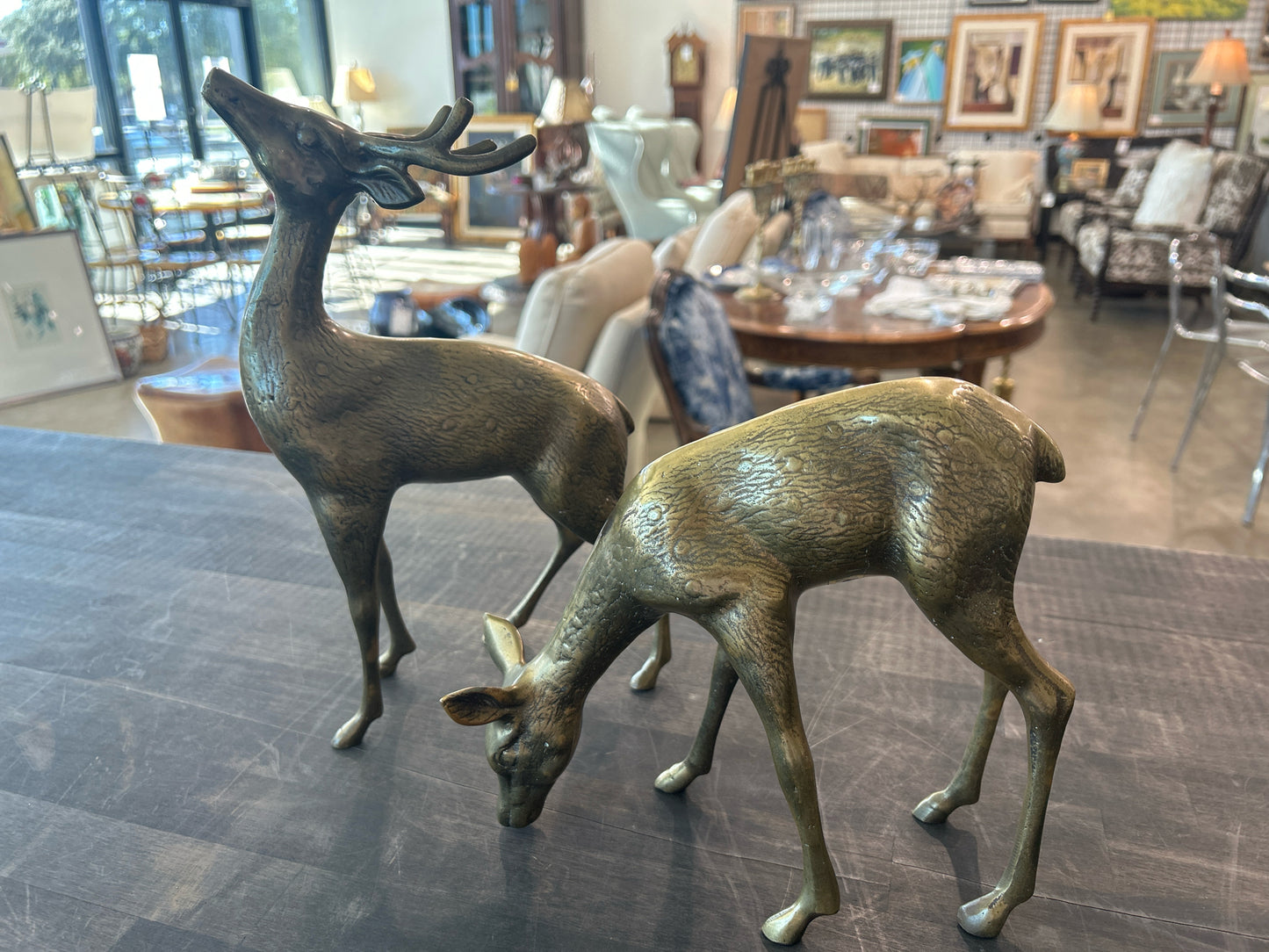 PAIR Vintage Brass Deers