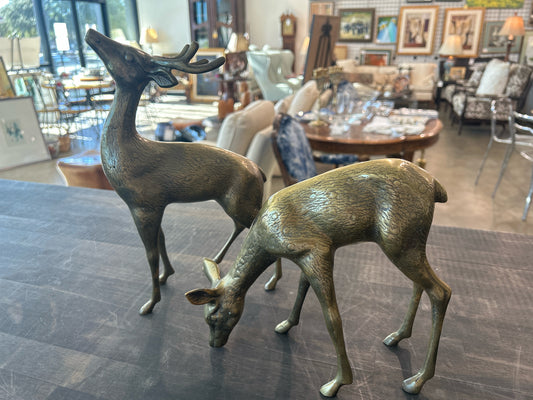 PAIR Vintage Brass Deers