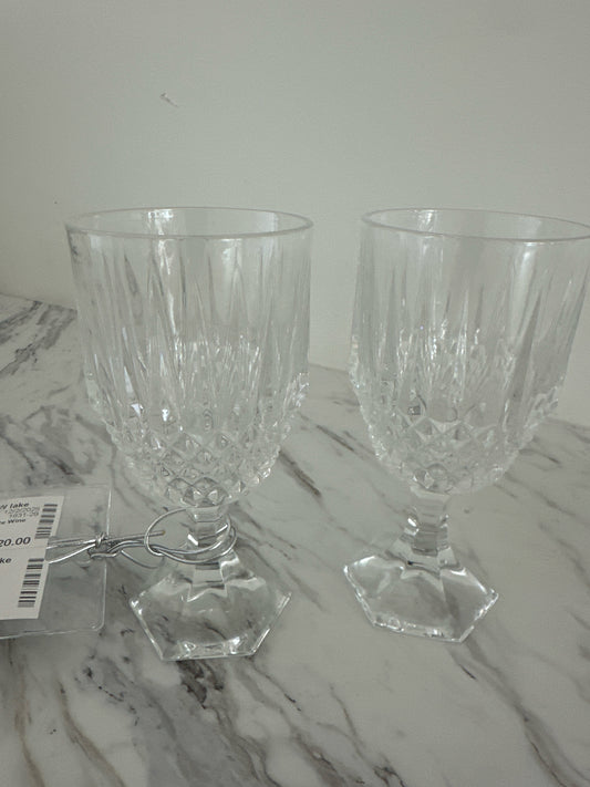 SET of 8 Fostoria Crystal White Wine Glasses