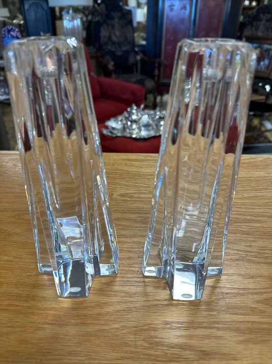 PAIR - Lenox Crystal Candle Holders (Tiny Chip on Base)