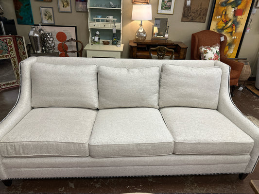 Louis Shanks 3 Cushion Cream Sofa w/ Nailhead Detail