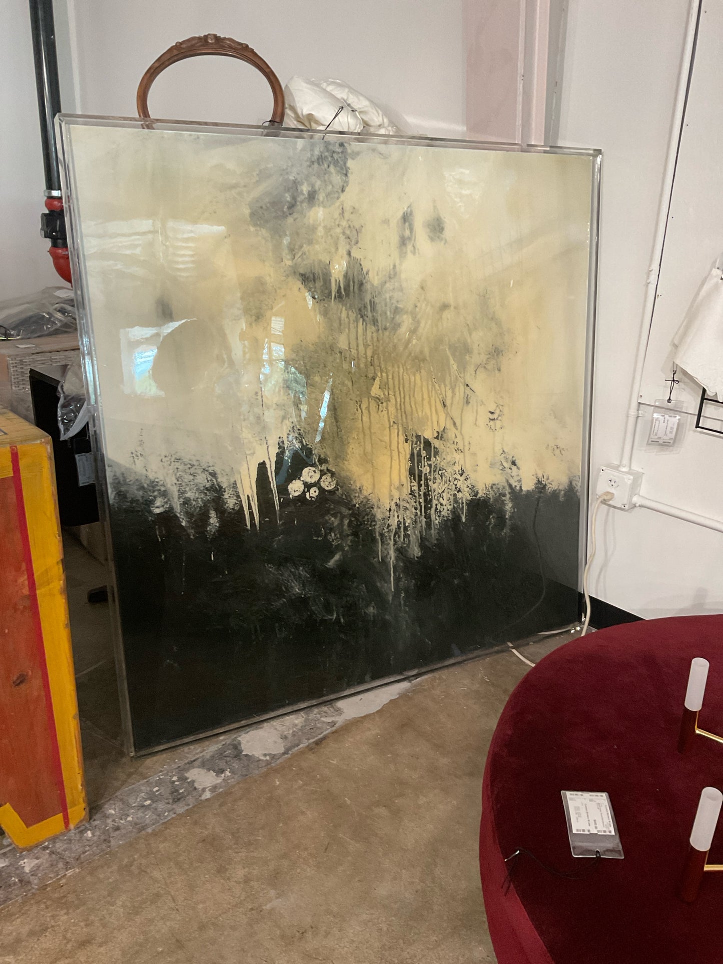 55" x 55" Jamie Hollis's Signature Abstract Painting w/Acrylic Frame