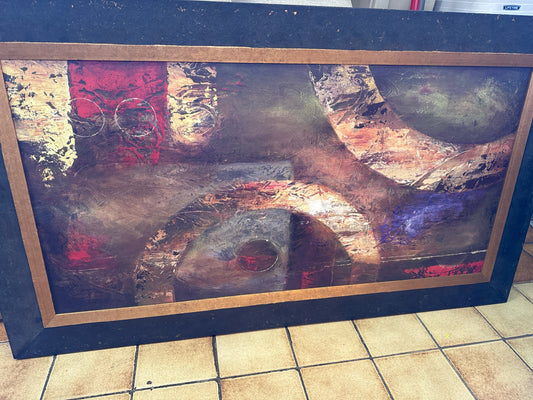 Framed Giclee of Abstract Shapes in Red/Cream (57" x 33")
