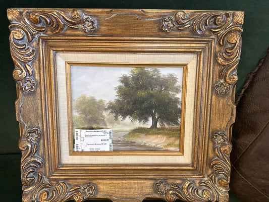 Original Oil Signed of Tree/Stream in Wood Frame