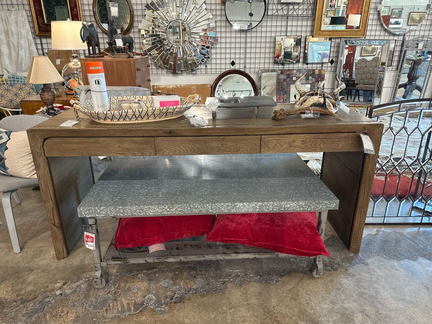 "Henry" Wood Desk/Console Wood Waterfall-NEW