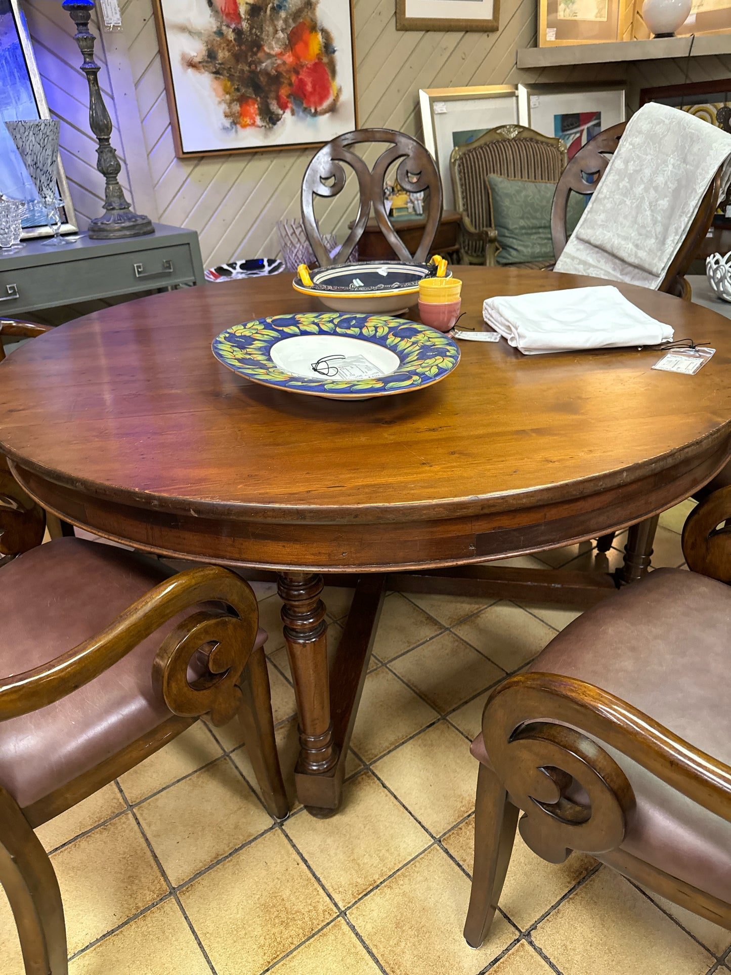 60" Antique French Bordeaux Wine Cellar Table