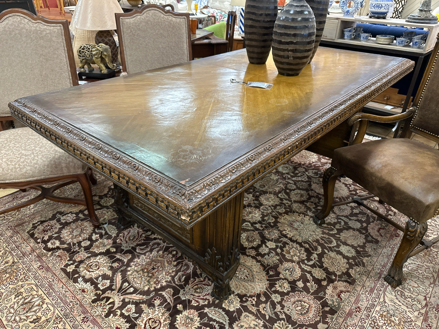 Altar Church Table/Desk w/ Heavy Carving & Angels on Sides-Italian Renaissance?