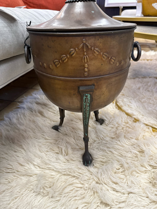Bronze Footed Urn with Lid
