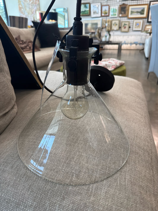 Capital, Greer 1-Light Pendant - 9" Dia. Clear Glass with Black Matte