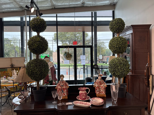 PAIR of 4' Faux Boxwood Topiaries (indoor/outdoor)