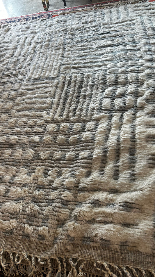 Loloi Khalid Handwoven Moroccan Wool 7'9" x 9'9" Blue/White/Grey