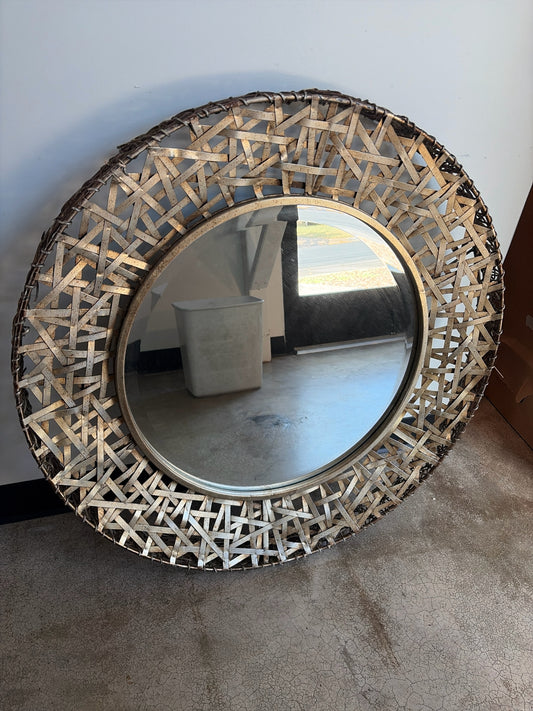 Uttermost Alita 32"Round Weaved Metal Mirror