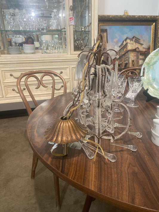 Vintage Small Single-Light Crystal Prism Chandelier