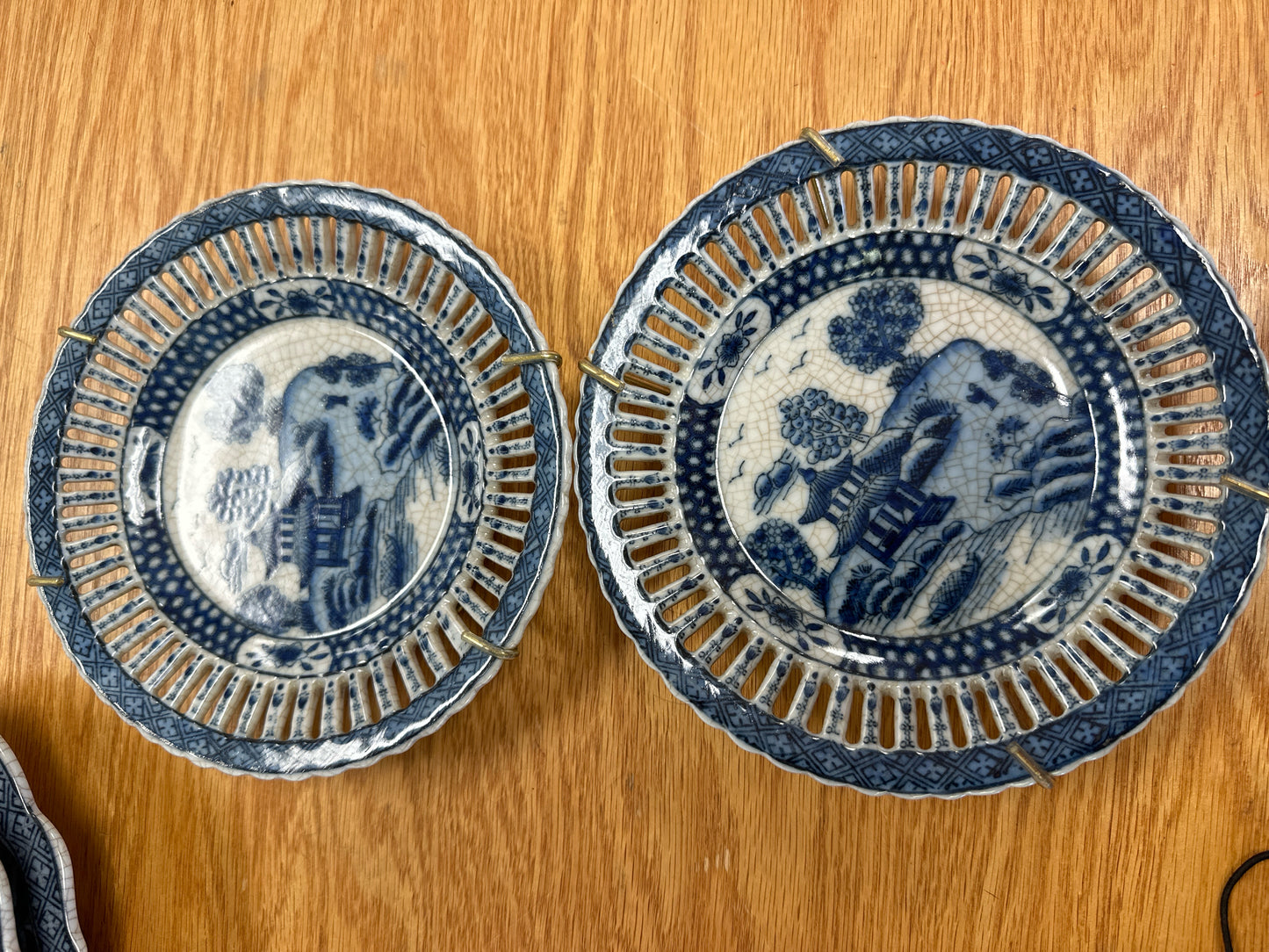 PAIR Blue & Wite Asian  Plates 7"