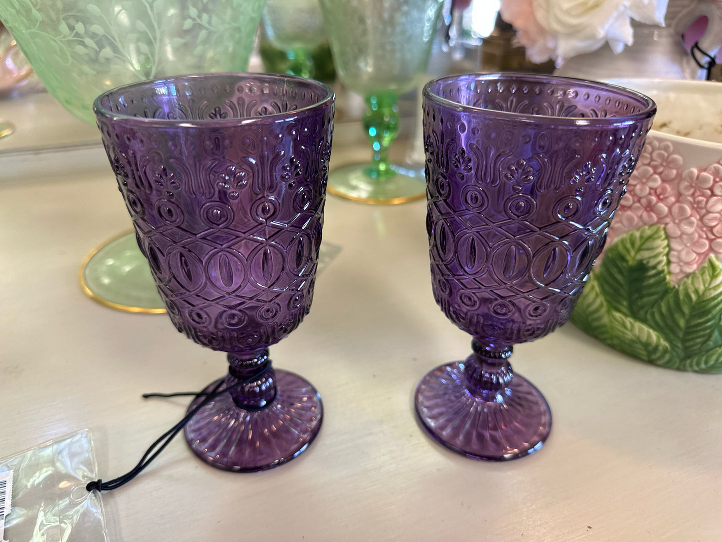 NIB SET of 12 Purple Glass Goblets