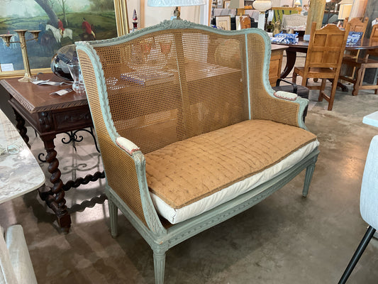 Antique Settee w/Cane Seat/Back from Round Top(Cushion available at front desk)