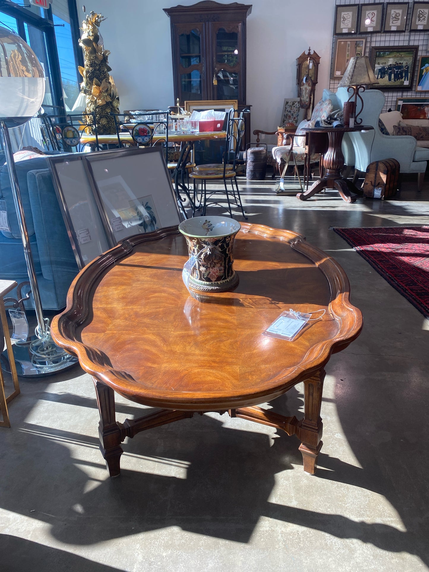 Oval Coffee Table w/ Wood Inlay