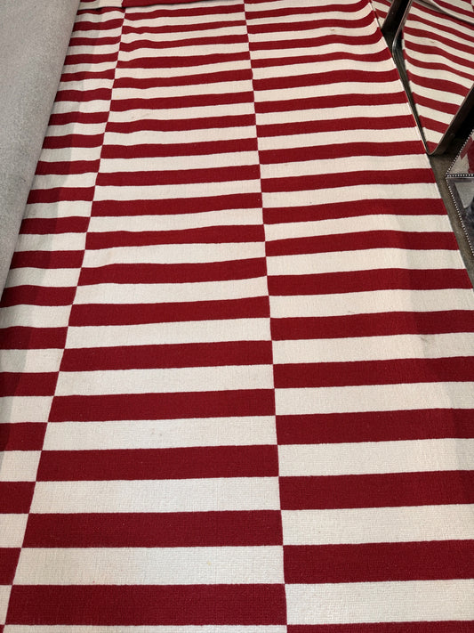 Red/White Block Stripe Rug 8 X 10