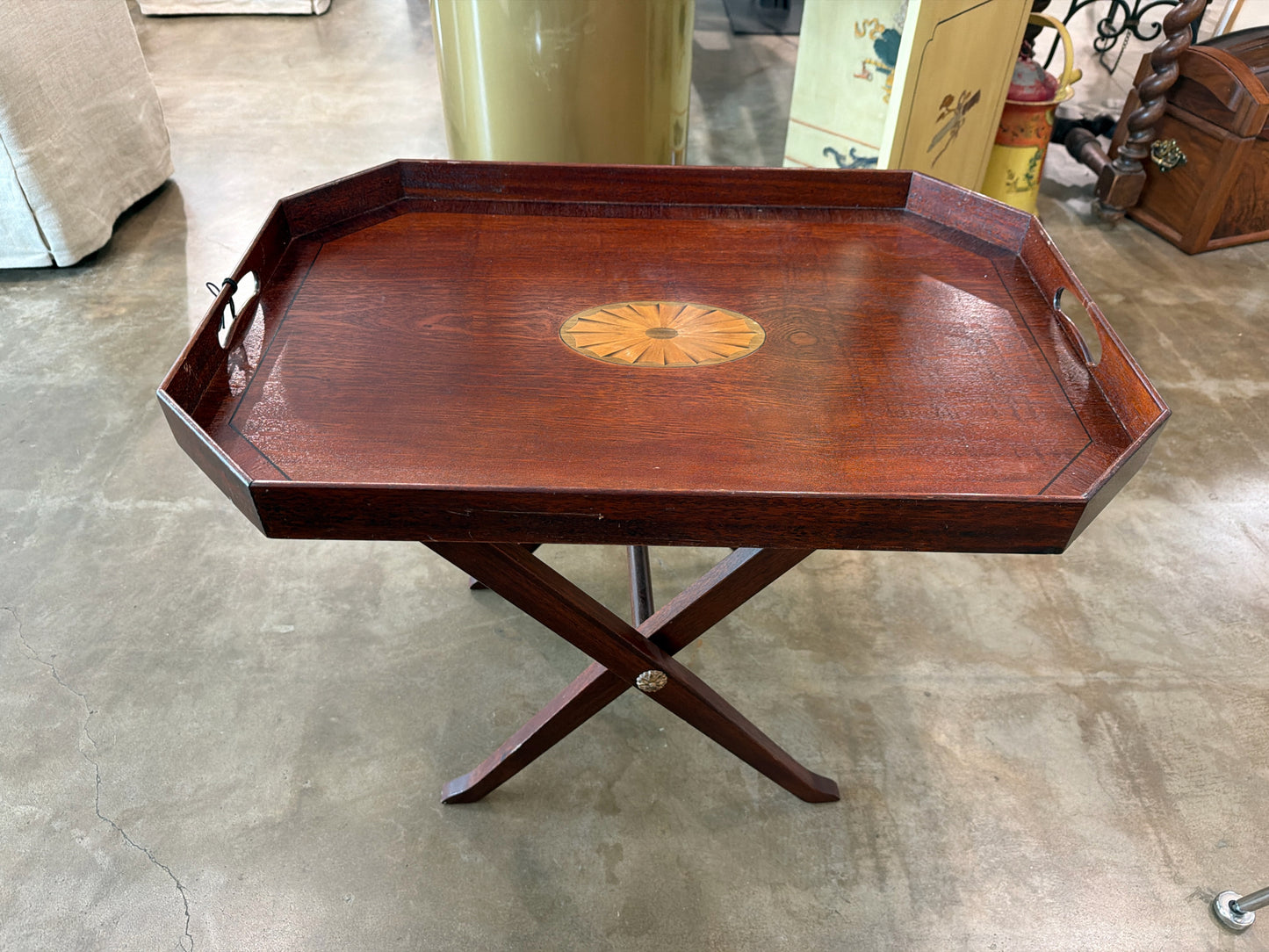 Butlers Tray Table w/ Marquetry Top